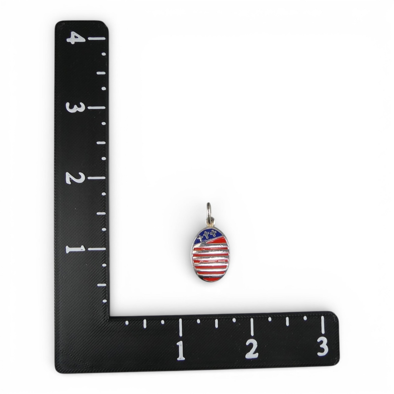 Sterling Silver & Enamel Let Us Not Forget Charm USA Patriotic Flag Brown County