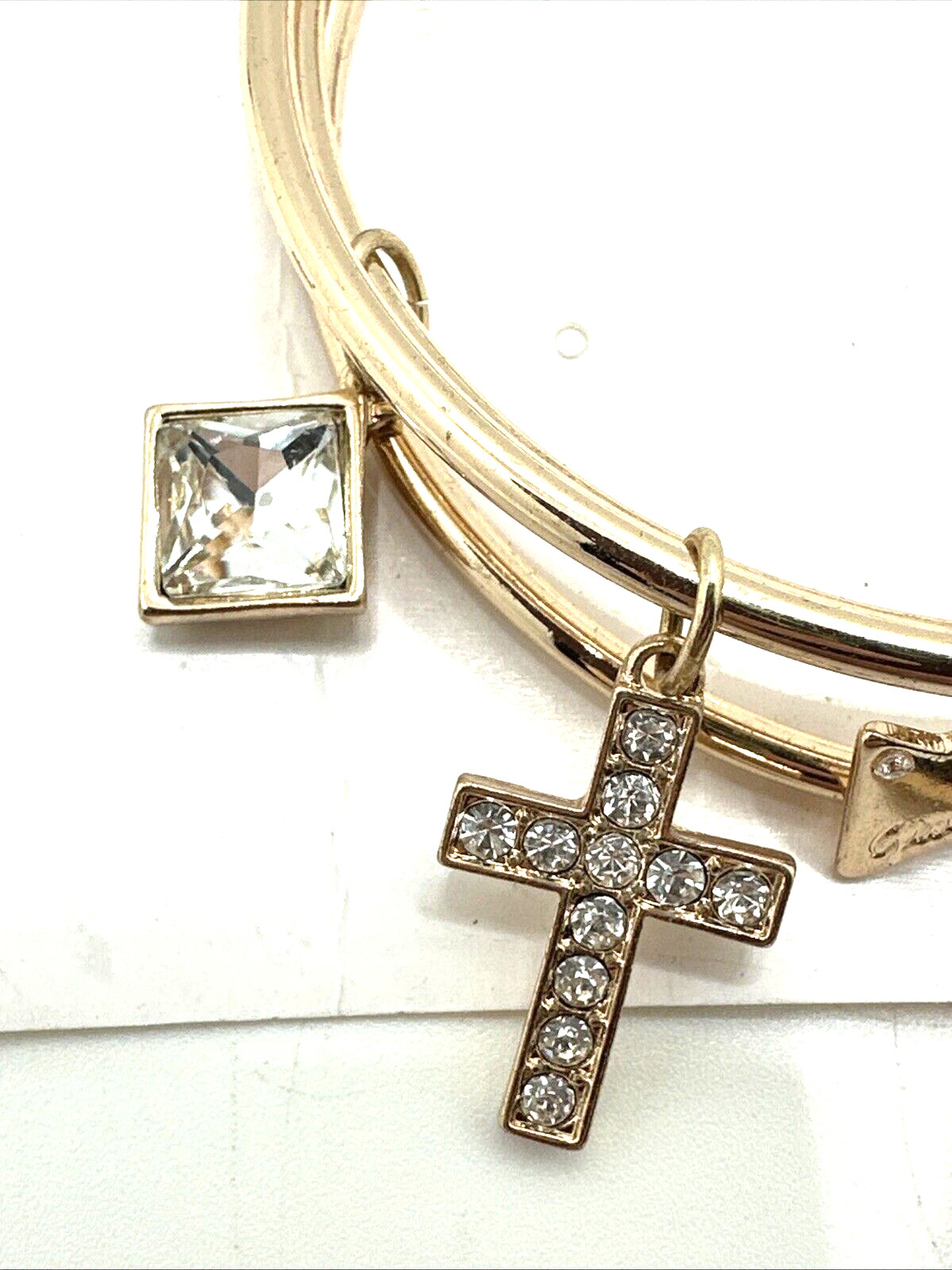NEW GUESS 3 pc Charm Bracelet Set Stackable Bangle Stack Rose Gold Tone NWT