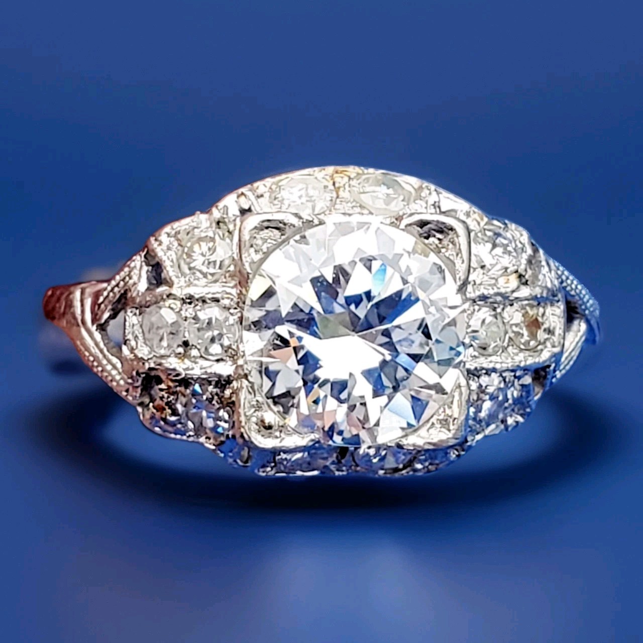 Original EARTH MINED DIAMOND Deco Engagement Ring Vintage PLATINUM Solitaire 6