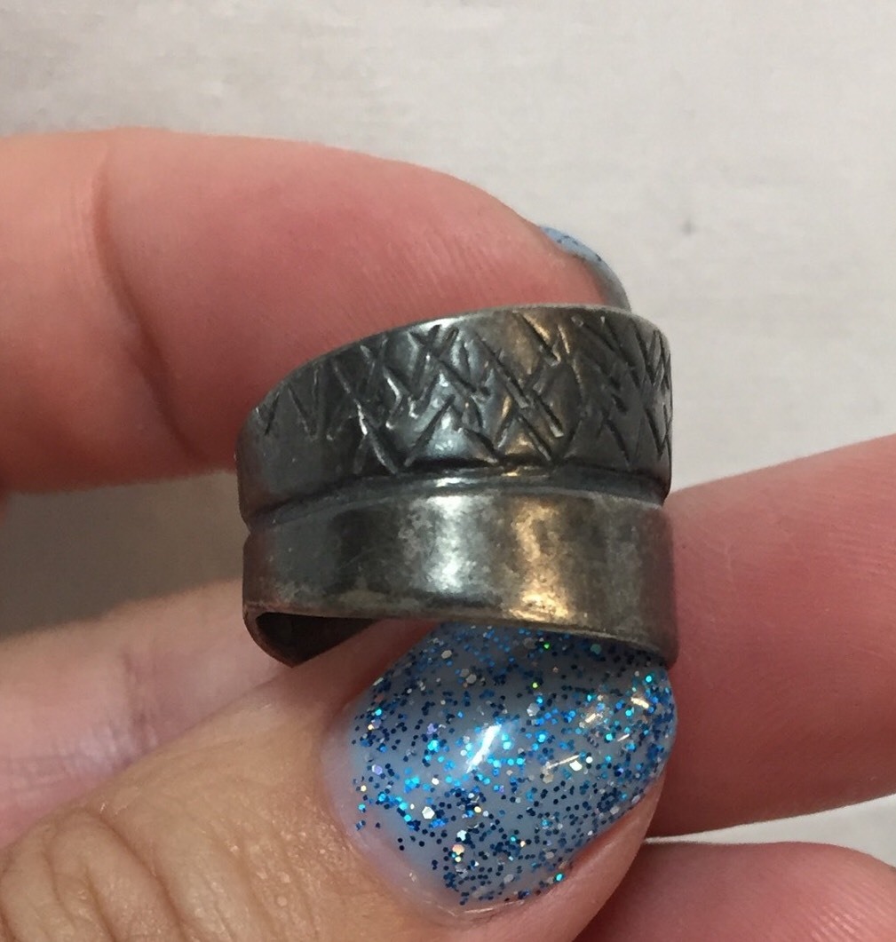 Antique Sterling Silver Ring Marked 925 Solid Band No Stone Hash Marks Jewelry