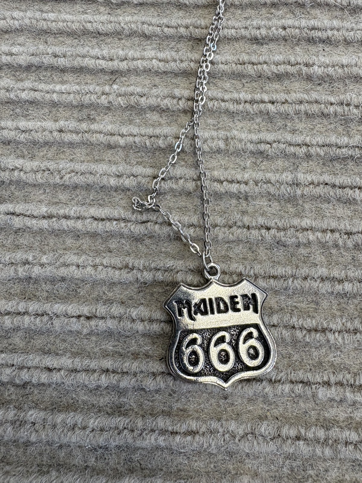Vintage Iron Maiden Necklace 666 Shield Pendant 1989 Winterland Heavy Metal