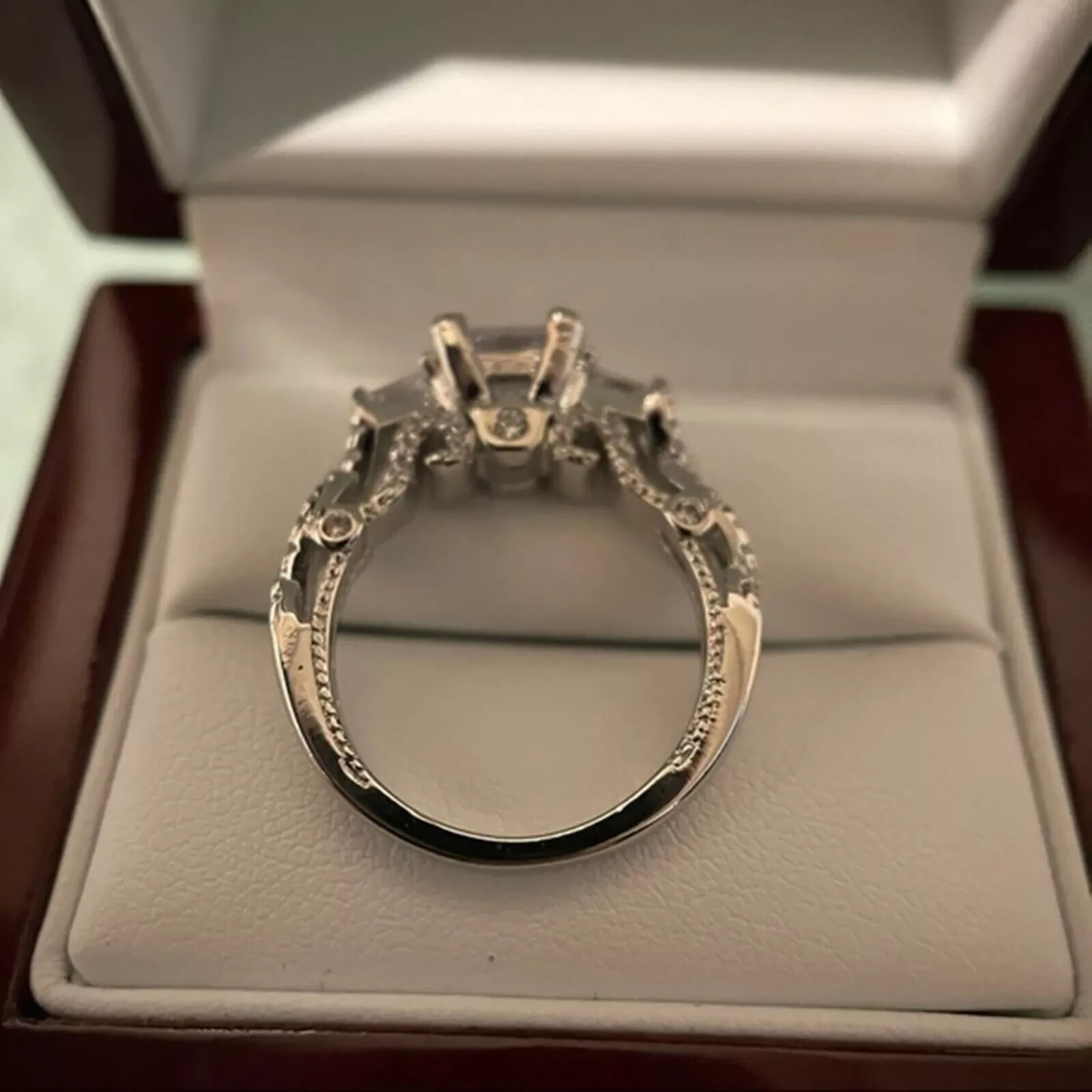 1.75Ct Princess Lab Created Diamond 14K White Gold Finish Anniversary Gift Ring