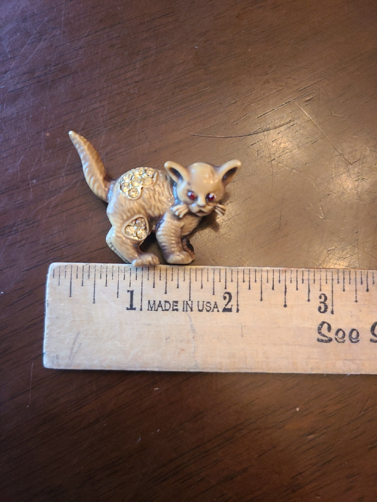 Vintage Brown Tone Rhinestone Pin Brooch, See Pictures, A Little Creepy, LOL