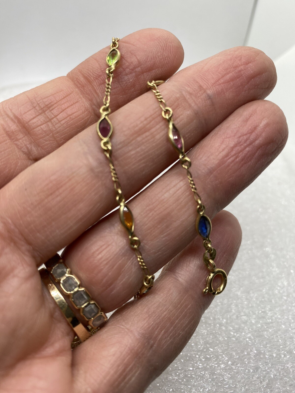 Vintage 14K gold Ruby, Sapphire,Peridot,Amethyst Bracelet