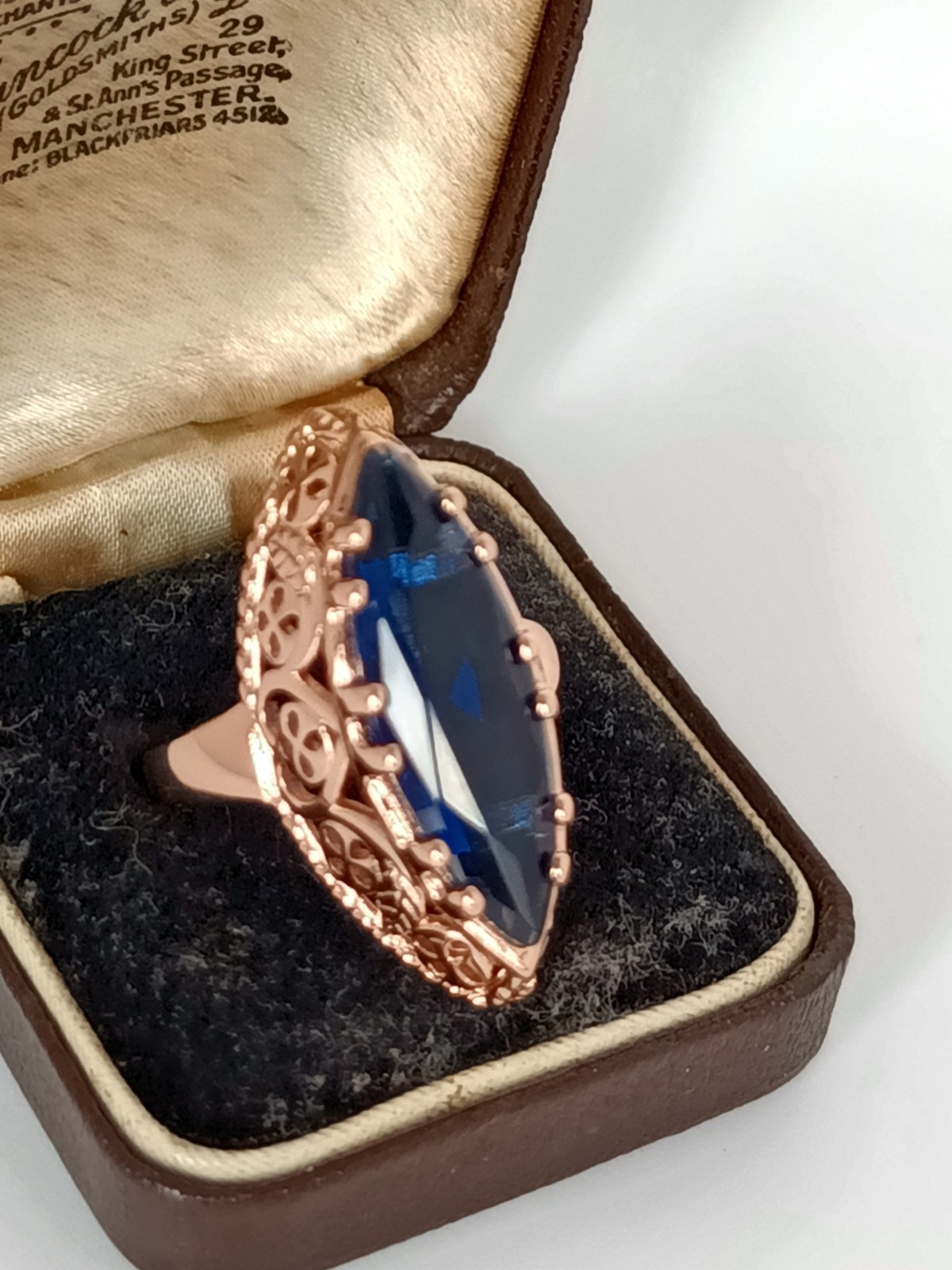 Vintage 1990-s 14 Ct Rolled Gold Sapphire Ring Size UK M US 6 Hallmarked!
