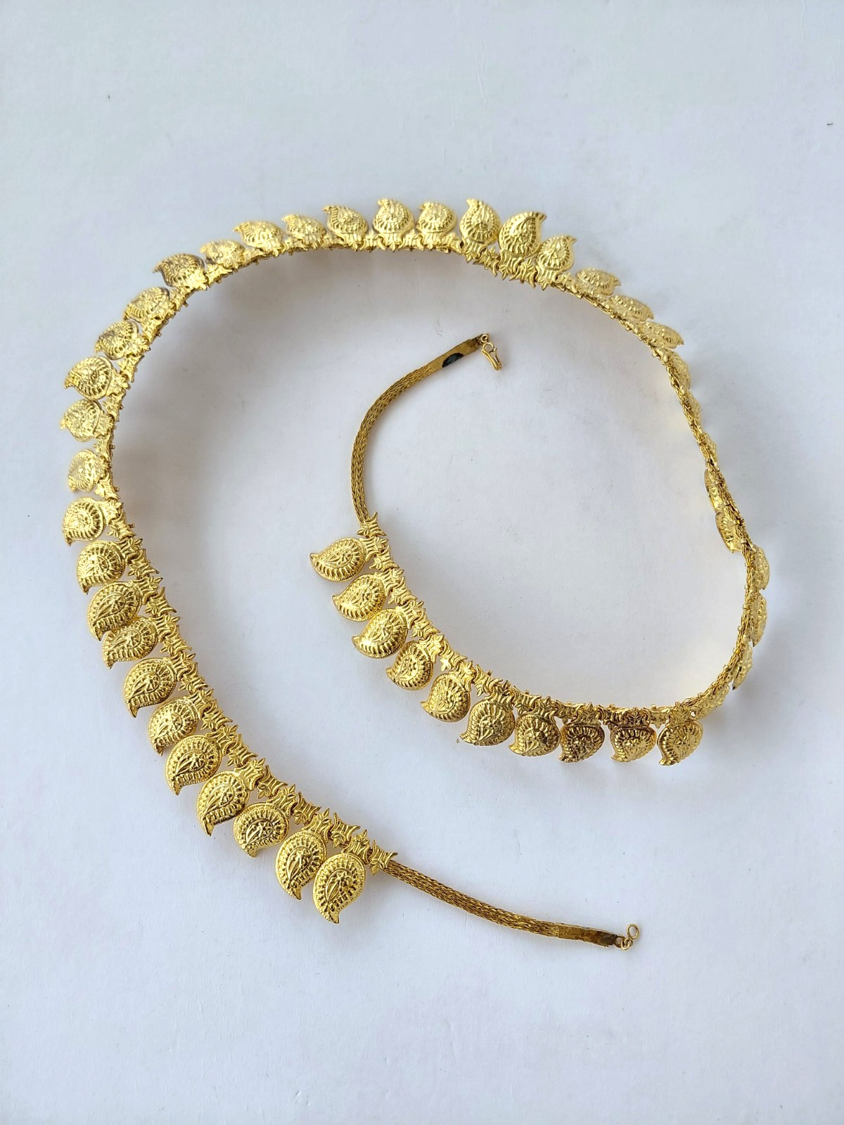 Vintage Necklace Indian Kundan Bridal Gold Tone Leaves Ornate