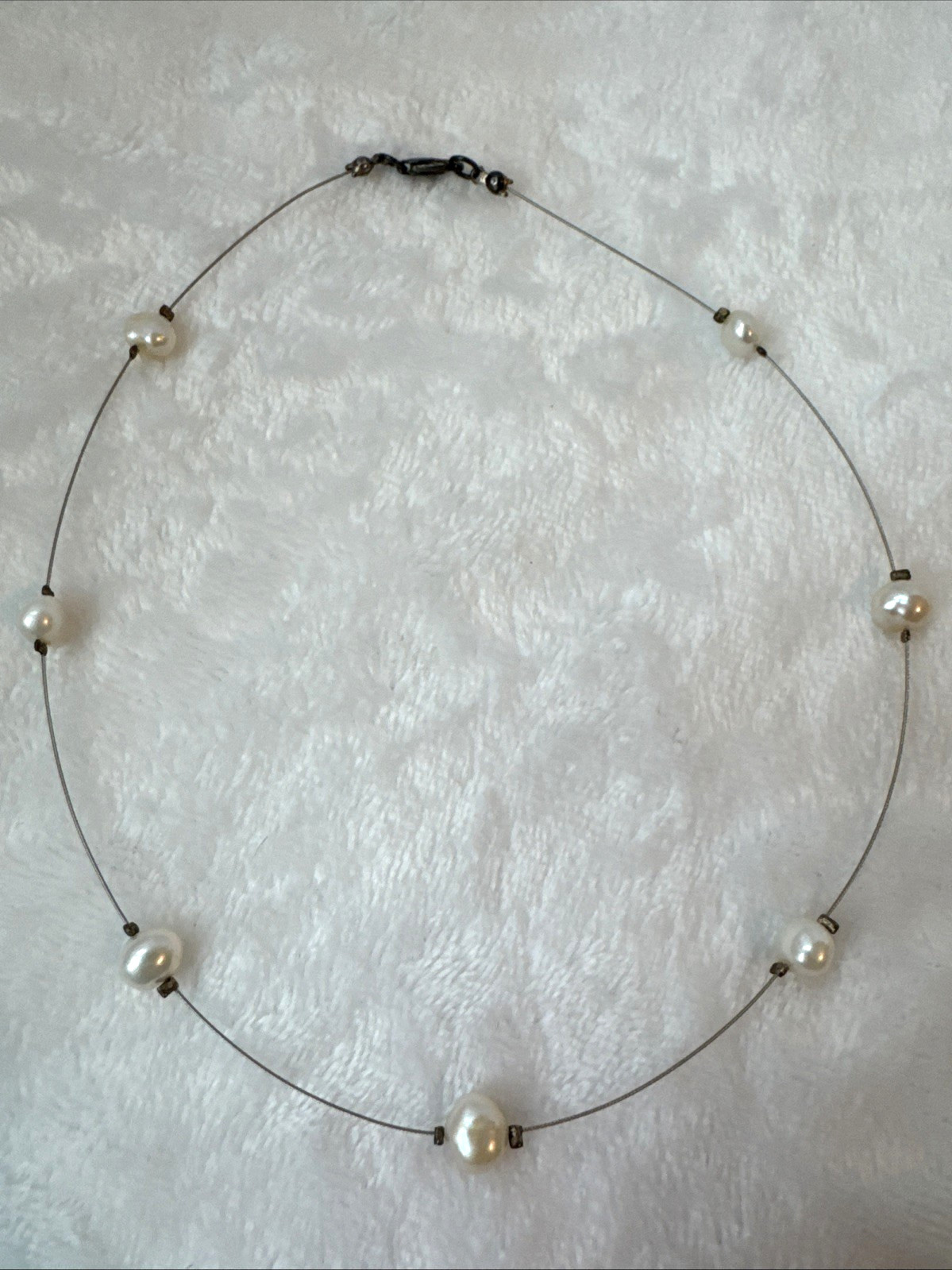 STUNNING demure Sterling Silver 925 baroque genuine pearl chain Necklace y2k 90s