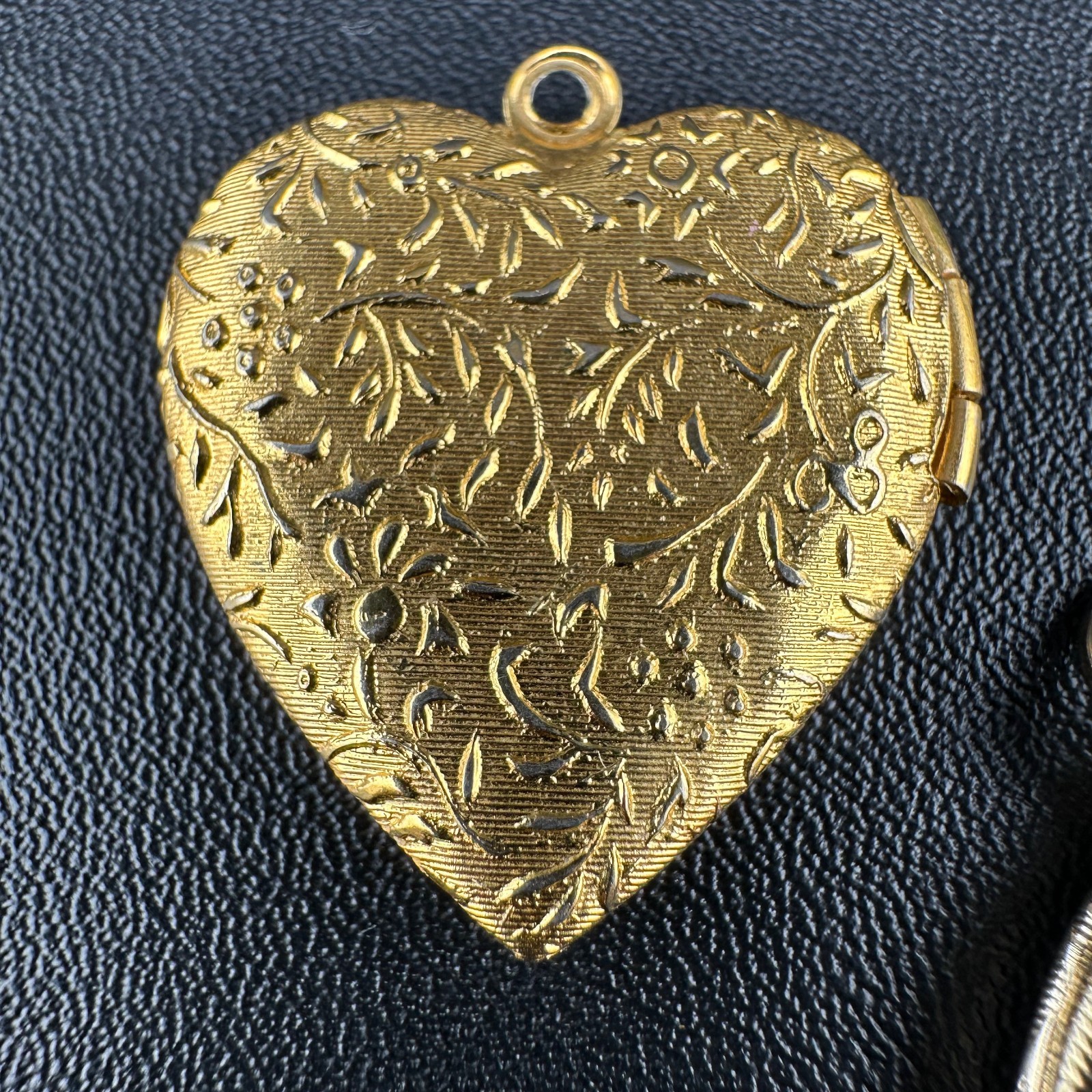 Vintage Locket Pendant Lot Gold Tone Etched Monogram Heart Floral Rhinestone