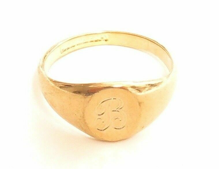 Vintage 14KT GE ESPO Blank Monogram Gold Plated SIGNET Ring Esposito Co*A813
