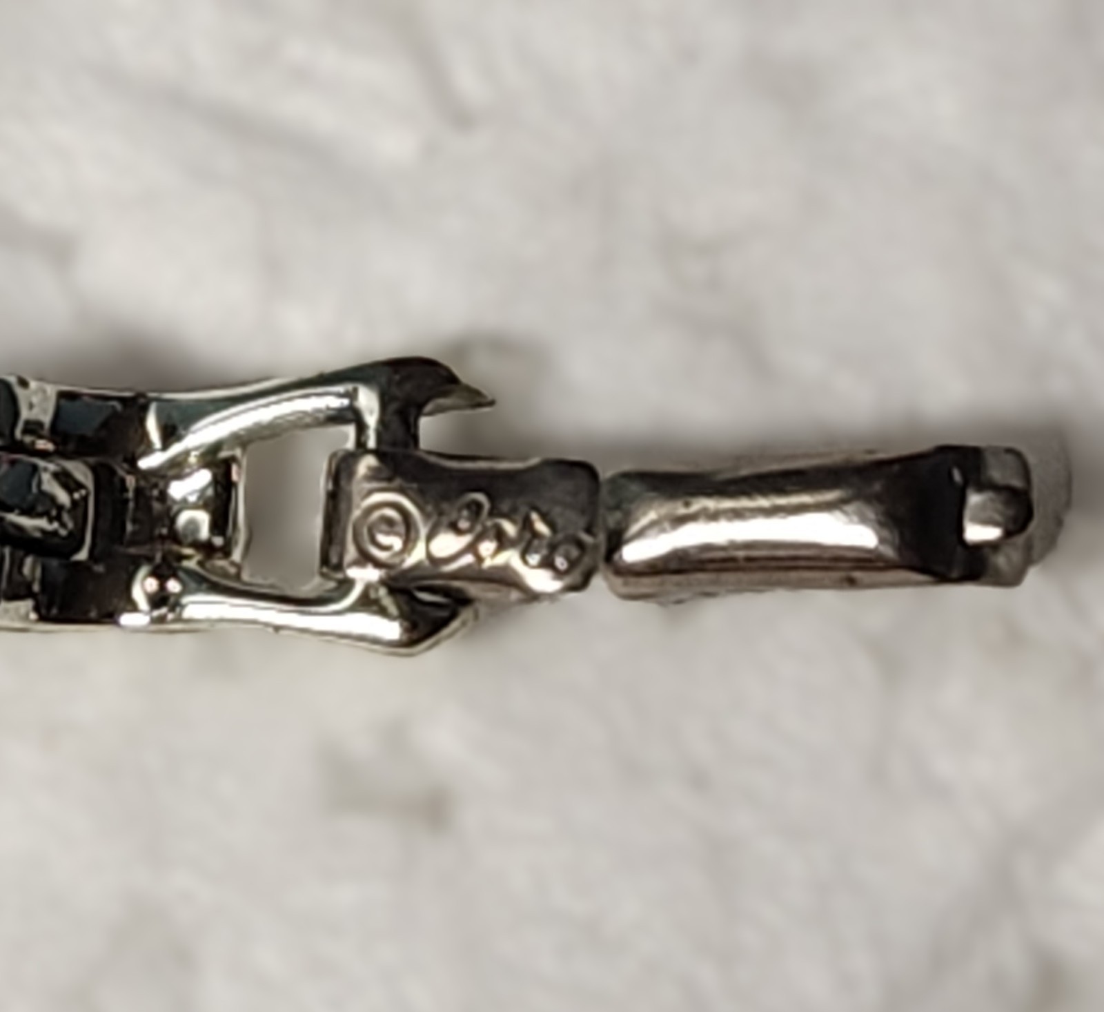 Signed Coro Silvertone Chain Link Bracelet With Large Round Charm