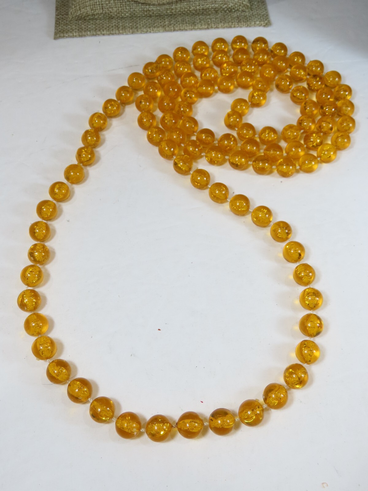 Vintage Necklace Lot Beaded Lucite + Tribal 23-26″ Yellow Butterscotch D1887
