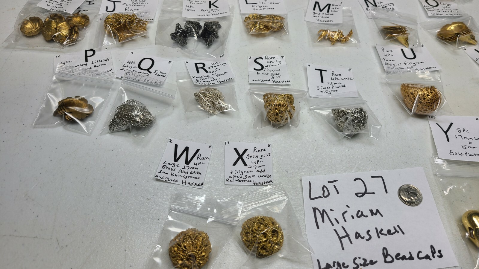 HUGE LOT #27 Bead Caps Large Size Miriam Haskell Jewelry Findings Filigree RARE