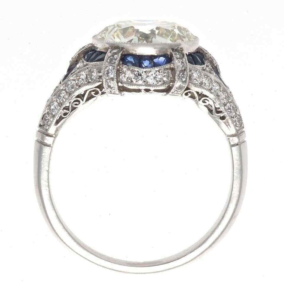 5Ct Art Deco Style Lab Created Diamond Engagement Wedding 14K White Gold FN Ring