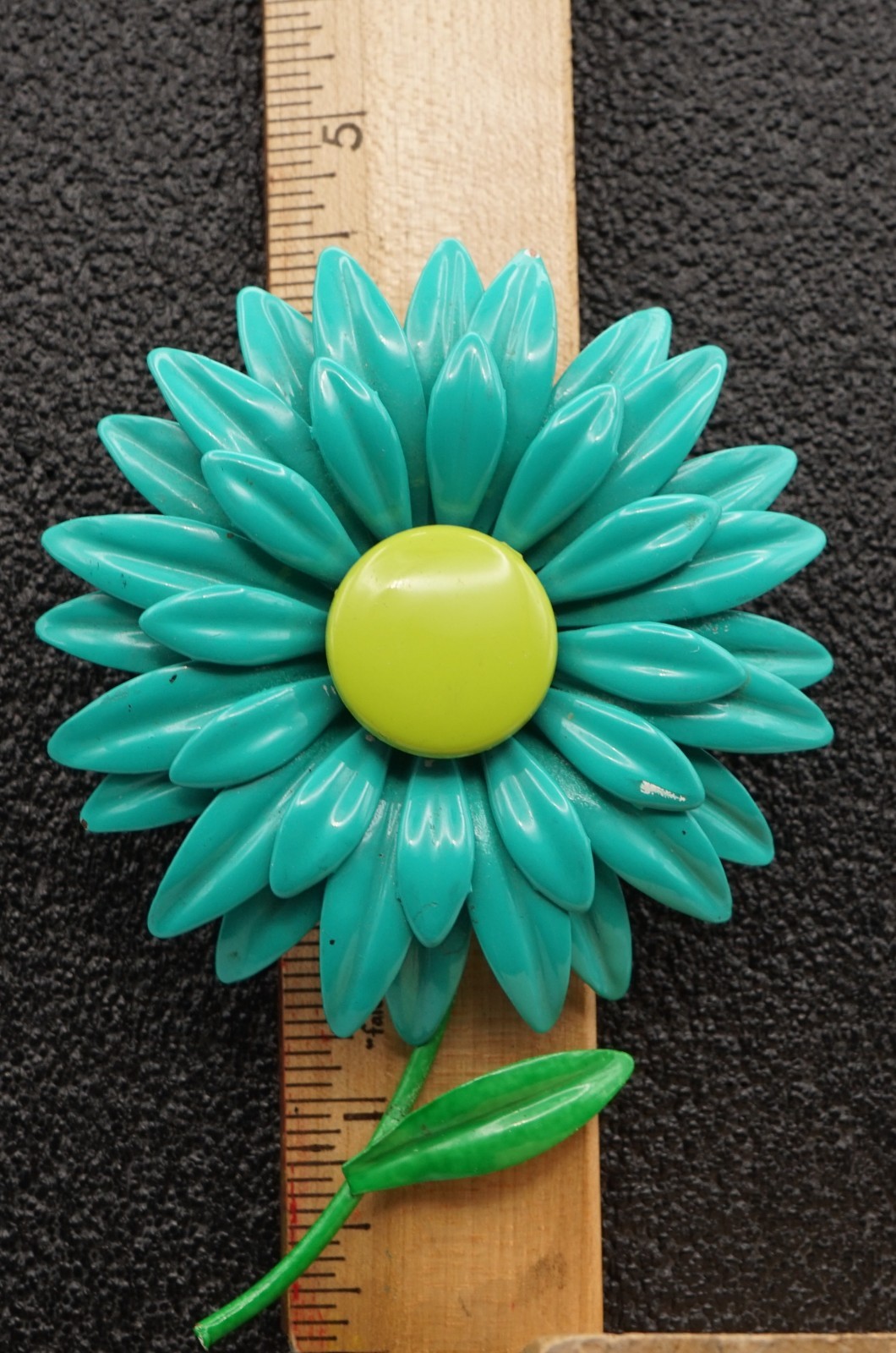 Vintage Enamel Light Green Flower Brooch: Boho Spring