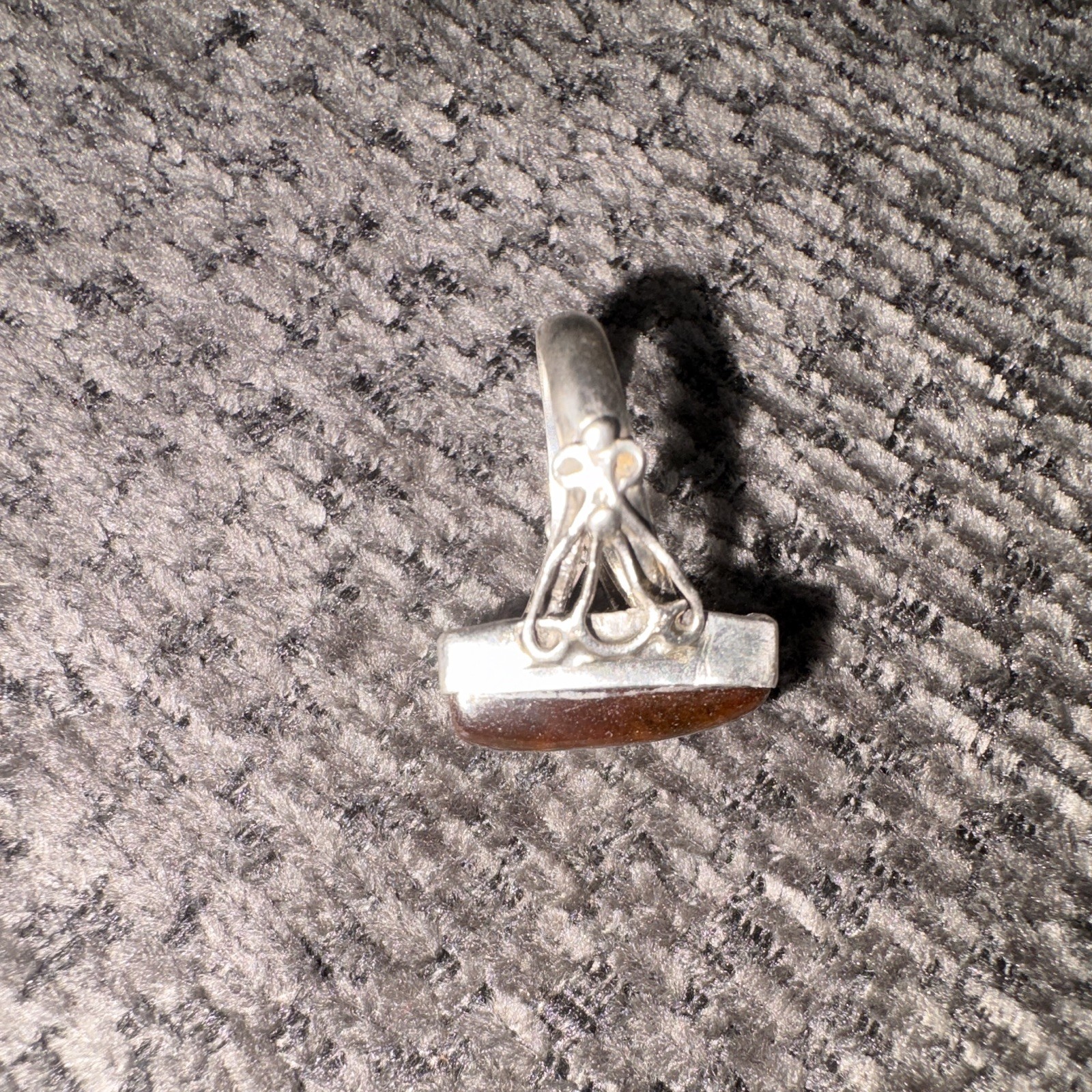 Silver Tone Ring Rectangle Brown Stone Silver & Brown Color Rectangular Design