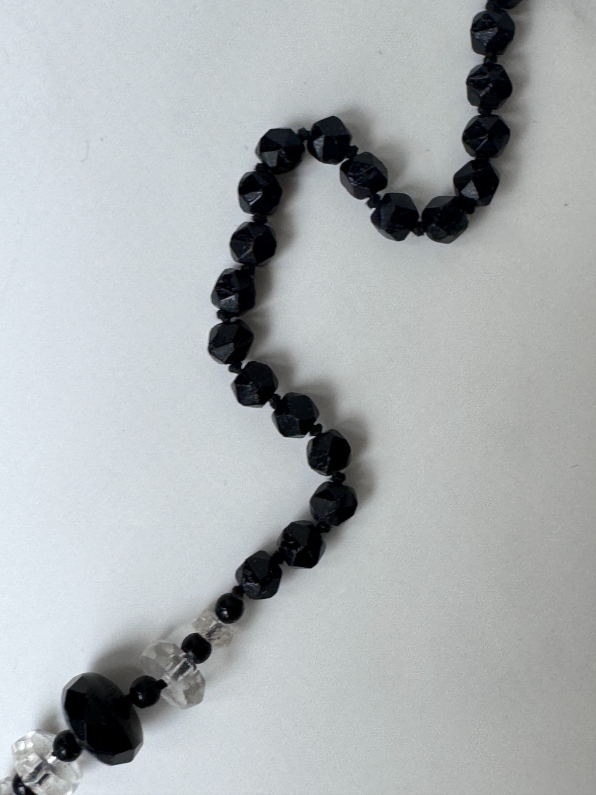 Antique Victorian Black Jet Mourning Fancy Bead ROPE Necklace, Repair NEEDED