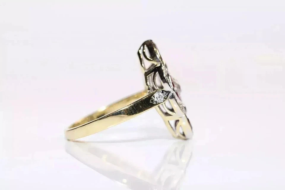 Art Deco Style Round Cut Lab Created Diamond 14K Yellow Gold FN Engagement Ring