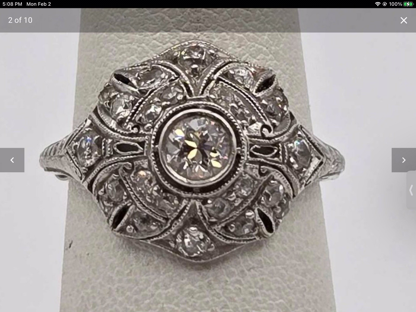 Vintage PLATINUM DIAMOND FANCY OPEN WORK RING—this is the one!