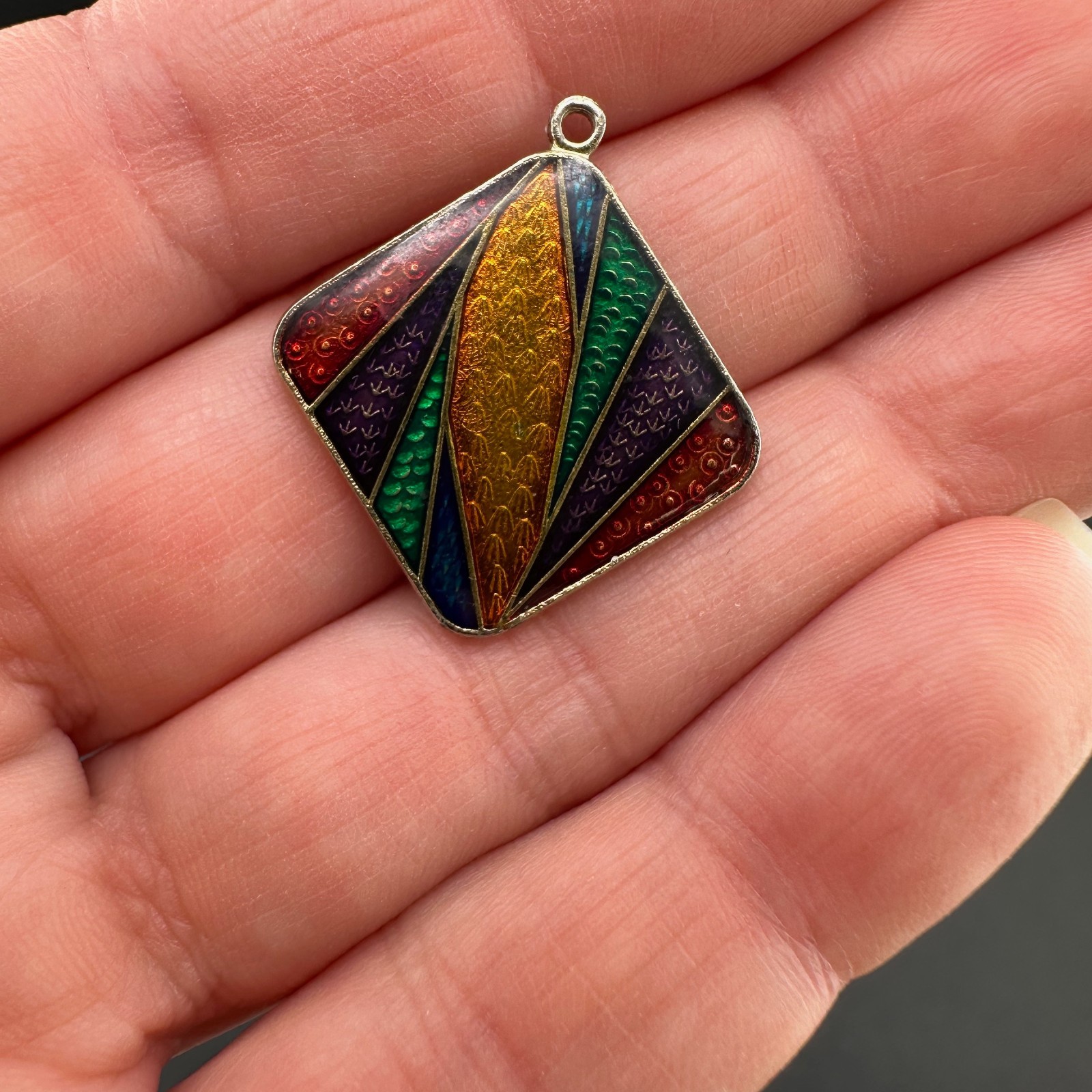 Vintage Cloisonne Enamel Pendant Lot LG Heavy Medallions Puffy Peacock WWII 71st