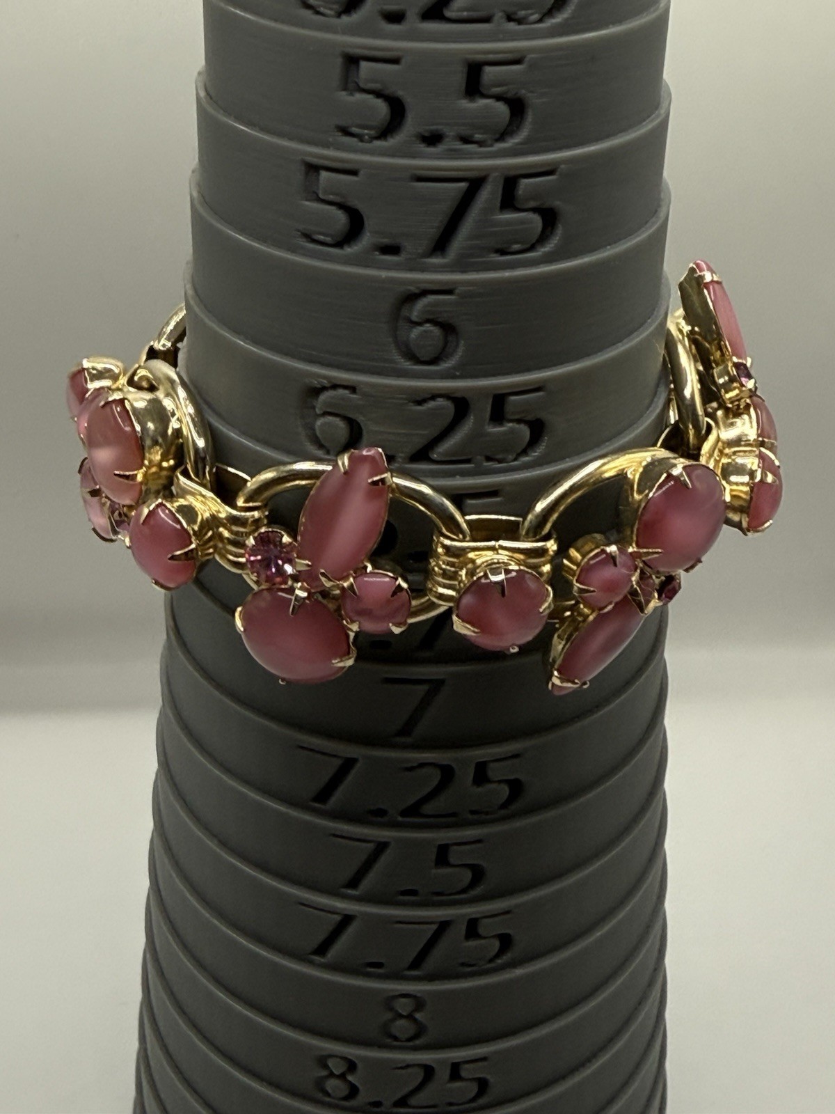 Vntg. Juliana D & E Pink Moonglow Rhinestone Bracelet & Earring Set 5-Link 6.5”