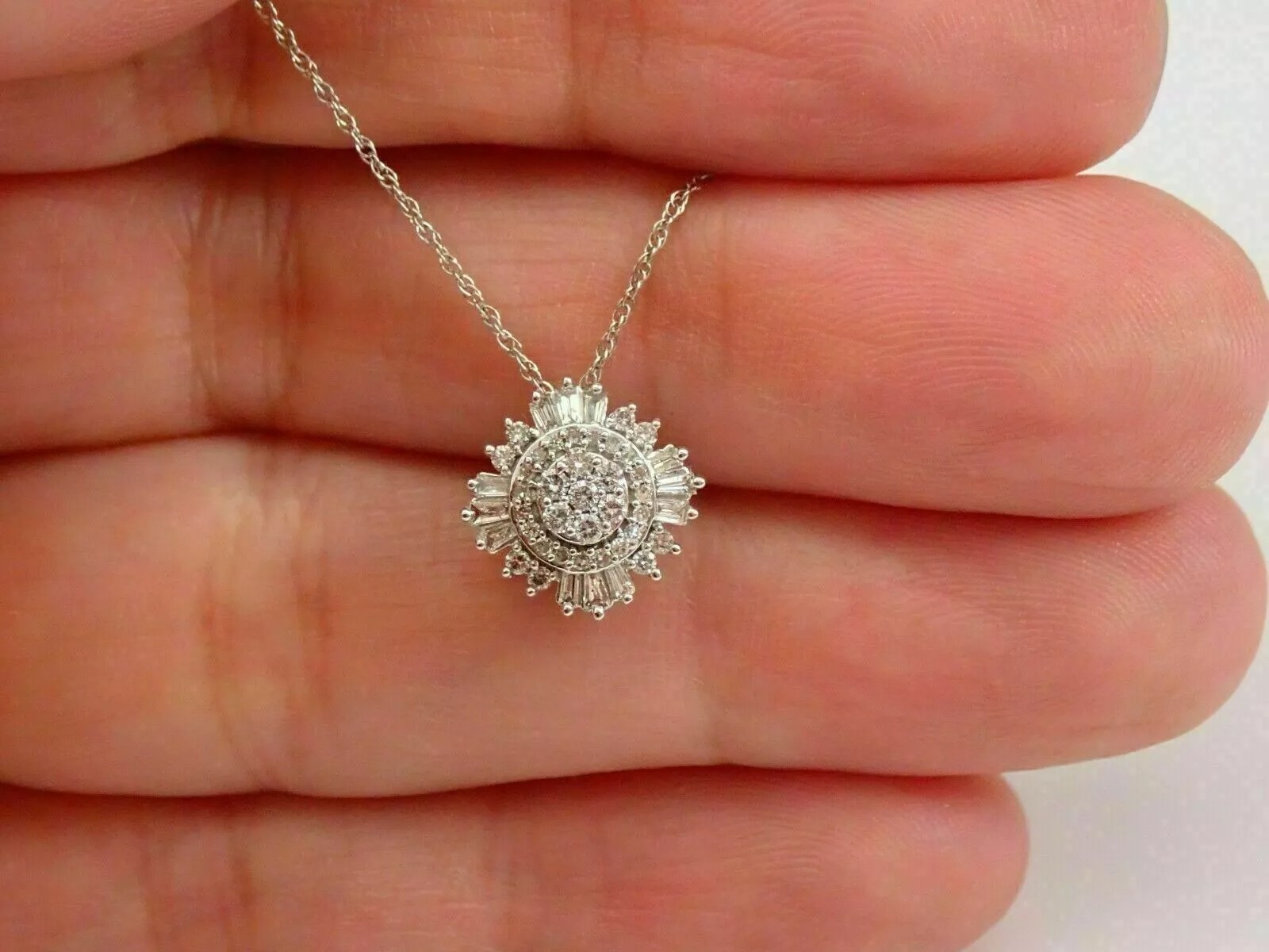 Round Cut Lab Created Diamond Antique Woman’s Gift Pendent In 14K White Gold FN