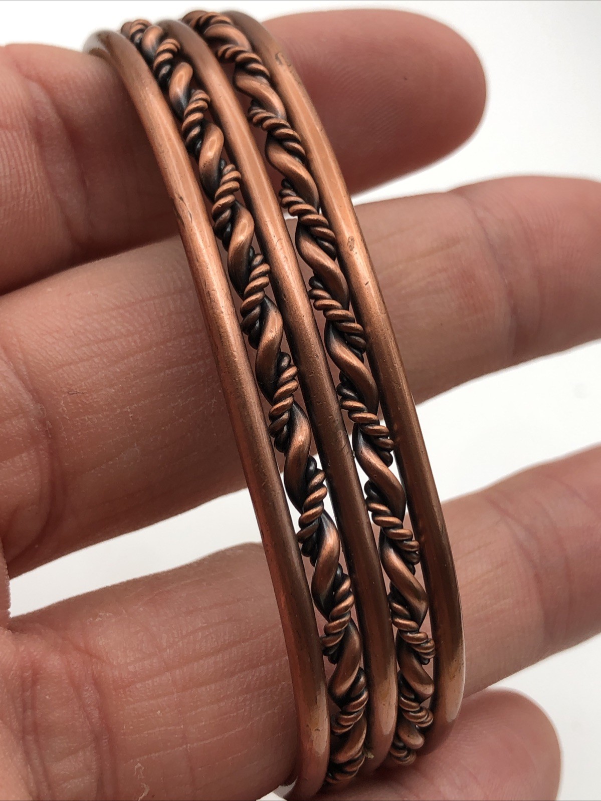 Vintage Copper Braided Rope Chain Cuff Bracelet