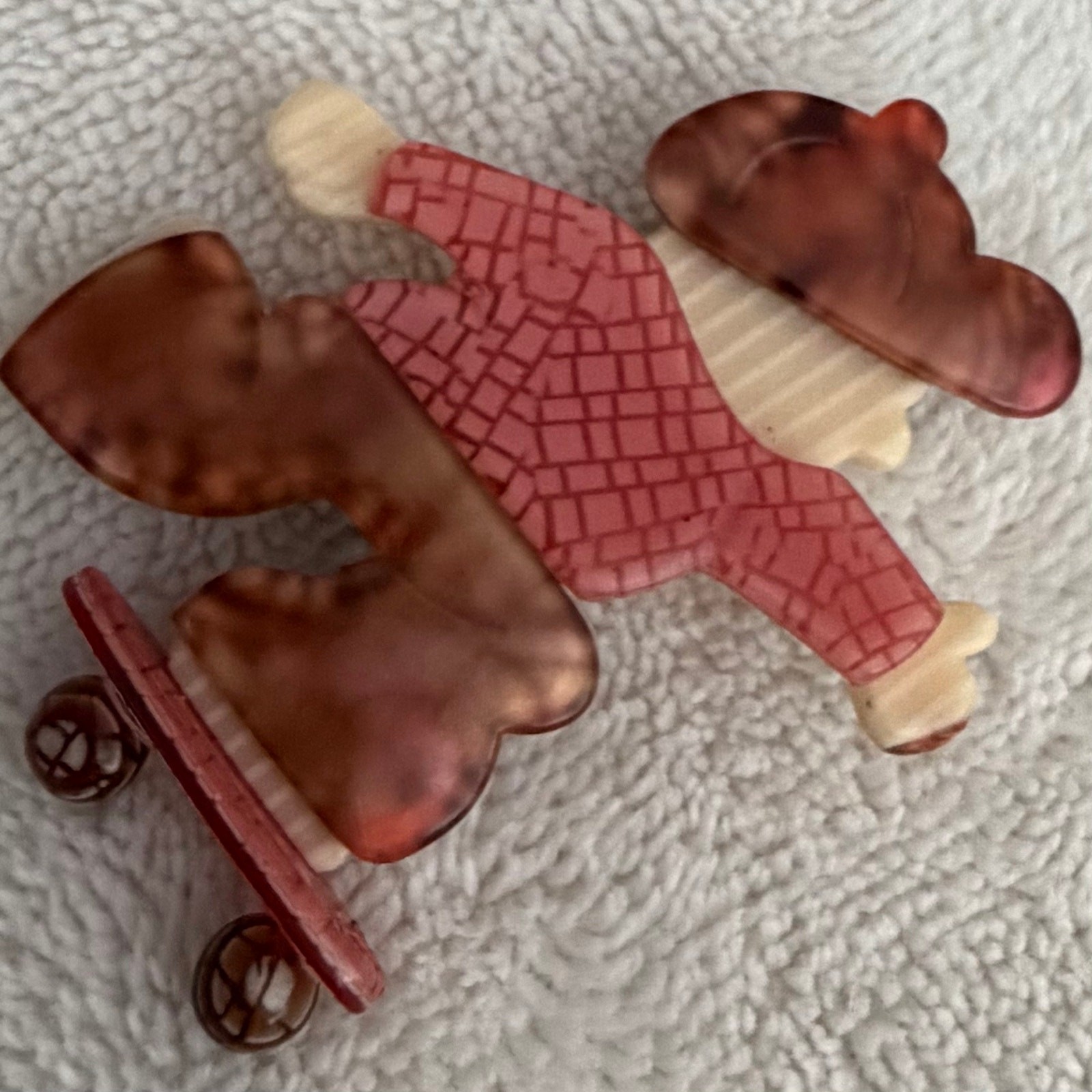 Vintage Lea Stein Paris Skateboarder Cellulose Acetate Brooch Pin