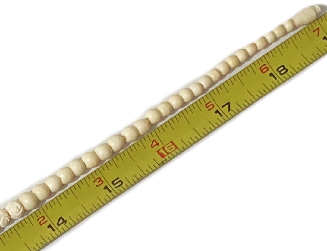 19″ Bovine Bone Necklace 29-Carved Rose, 50-Smooth Graduated Beads 4mm-22mm