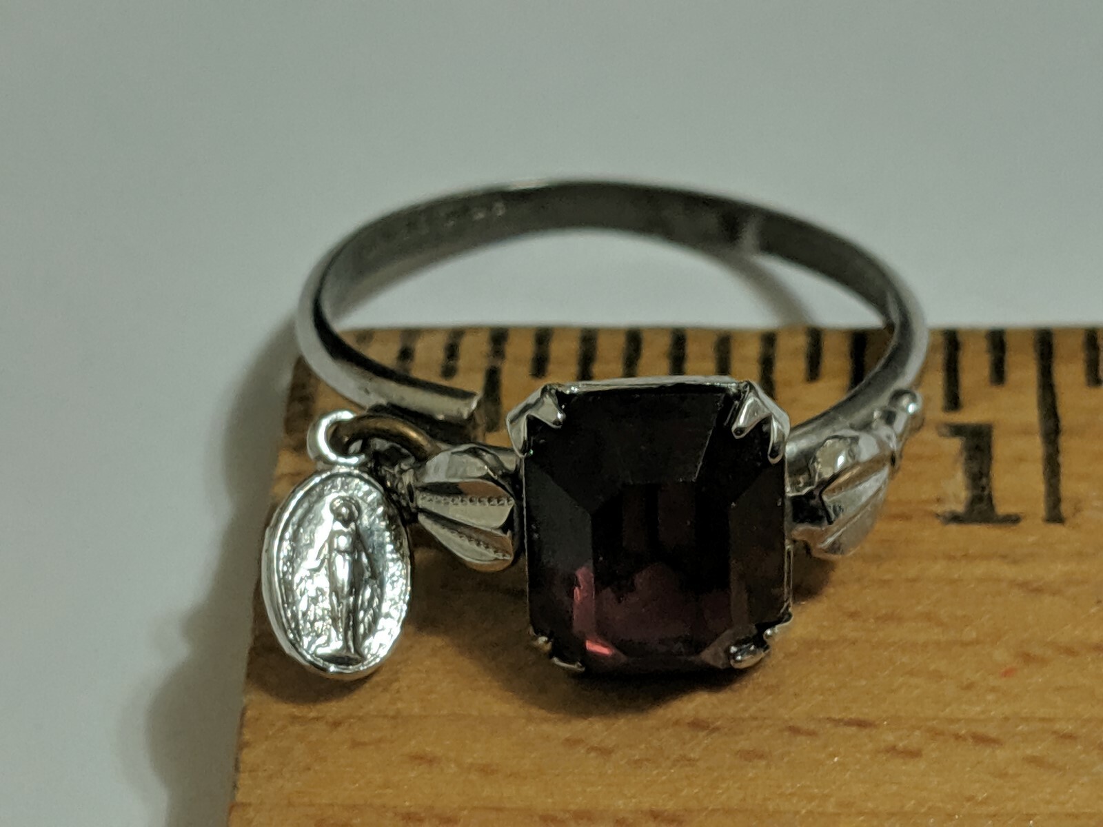 VINTAGE UNCAS ADJUSTABLE RING STERLING SILVER PATENT 2763140 PURPLE STONE