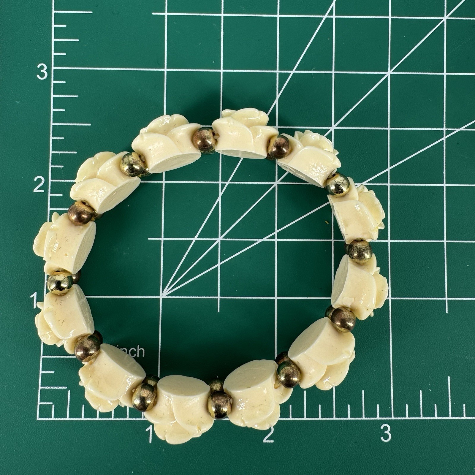 Charming Charlie 3 Pc Floral Rose Necklace Bracelet Set Pink Cream Rhinestone