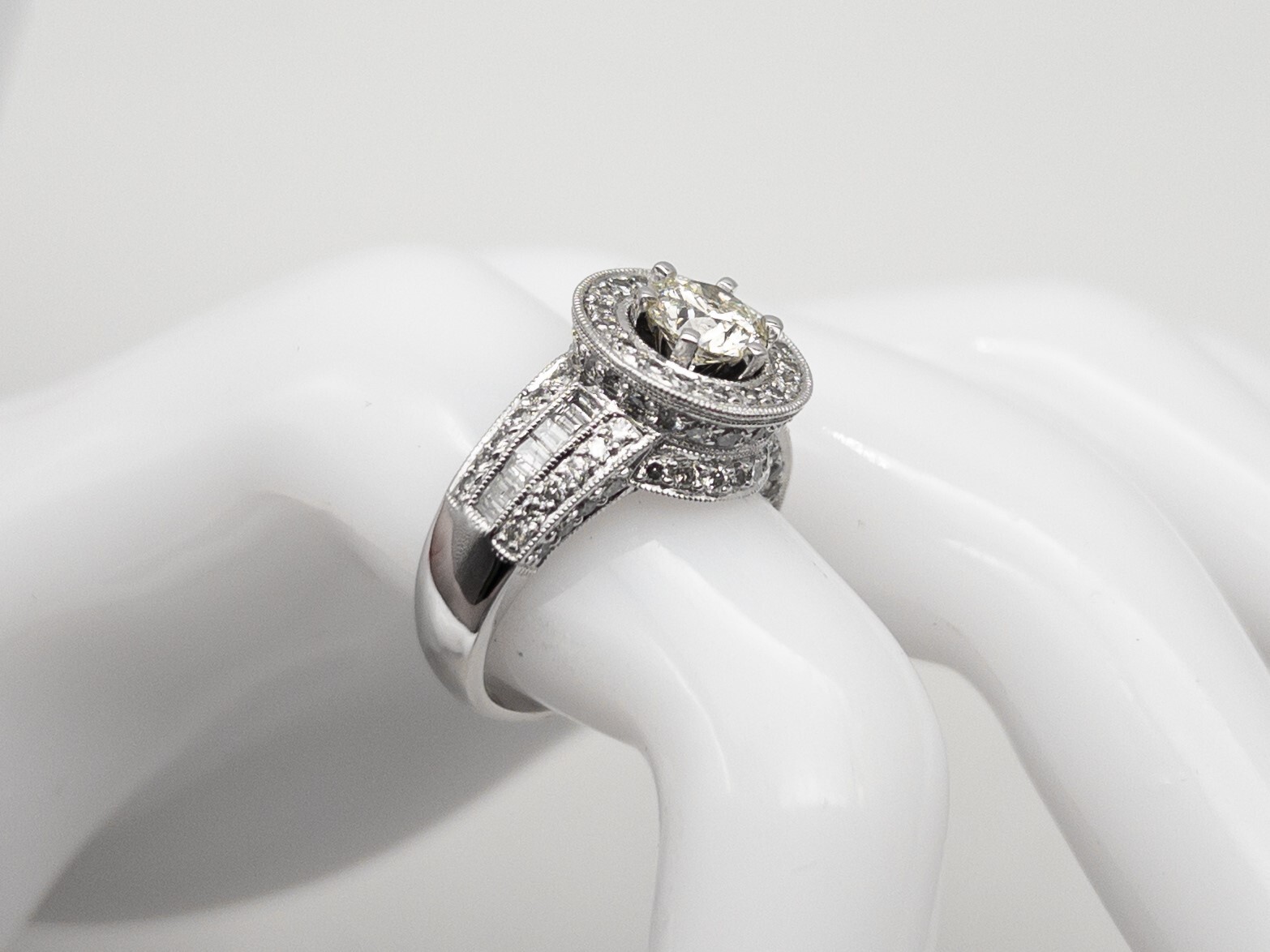 $12,000 2.53ct EGL IDEAL CUT Si1 K Diamond 14k White Gold HALO Wedding Ring 8g