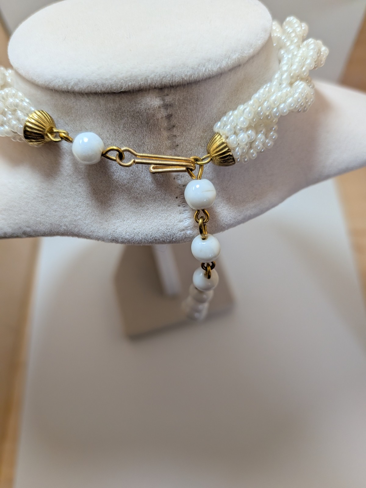 Vintage Multi-strand Beaded Necklace 16-18″ with golden accent
