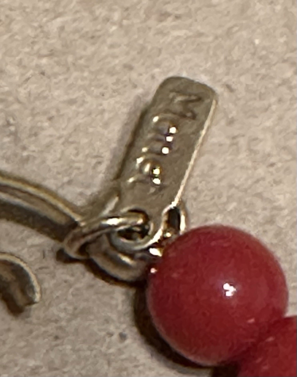 Vintage Monet Red Plastic Necklace Crescent Moon Design