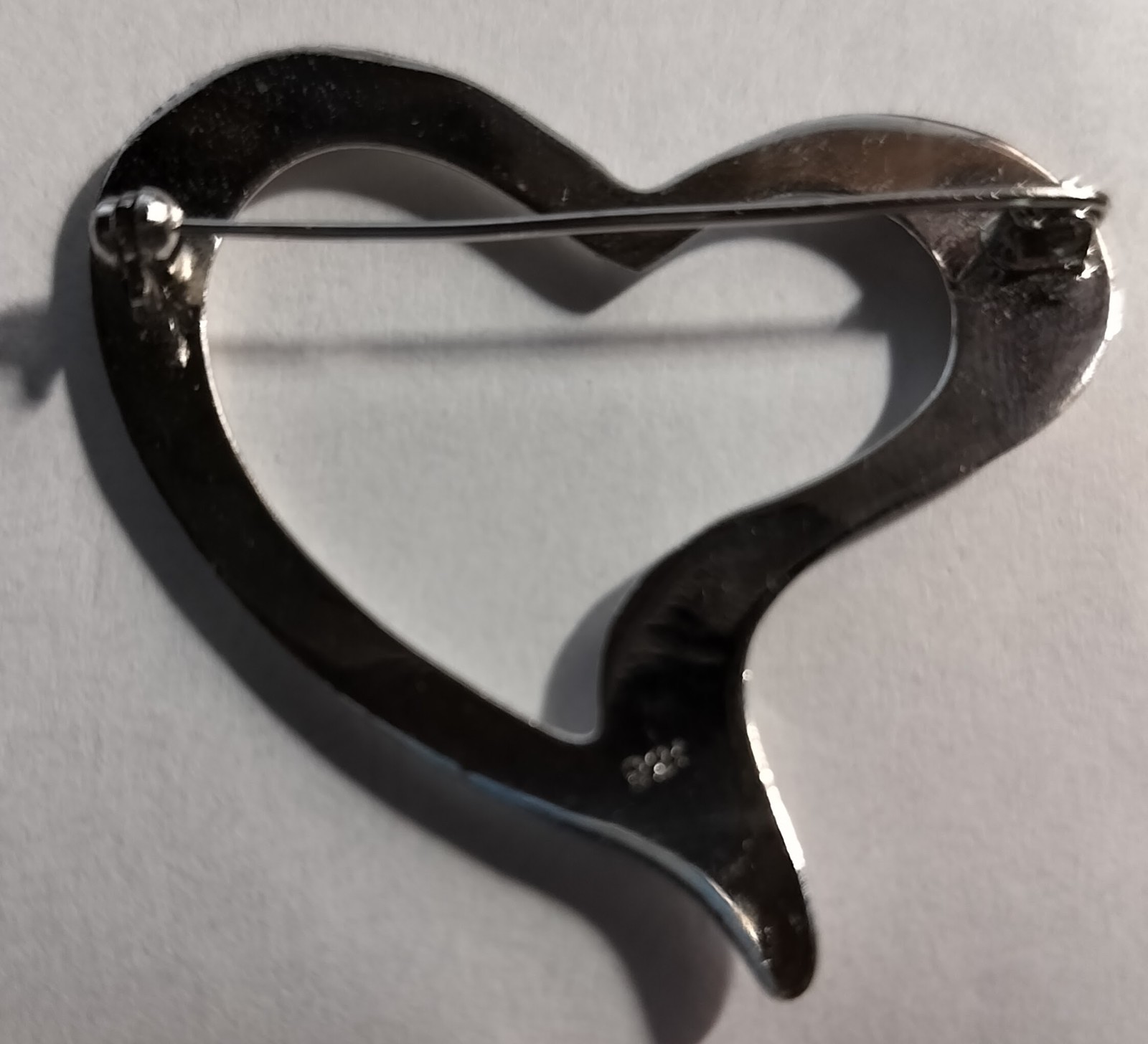 Vintage .925 Sterling Silver Open Heart Pin