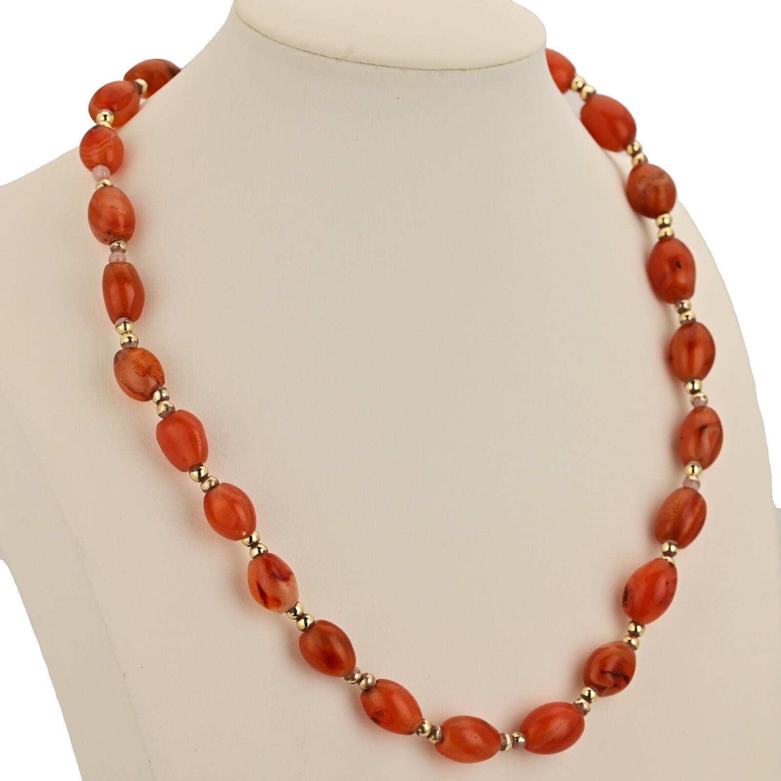 Vintage Original Design Sulaimani Agate Carnelian Bead Gemstone Estate Necklace