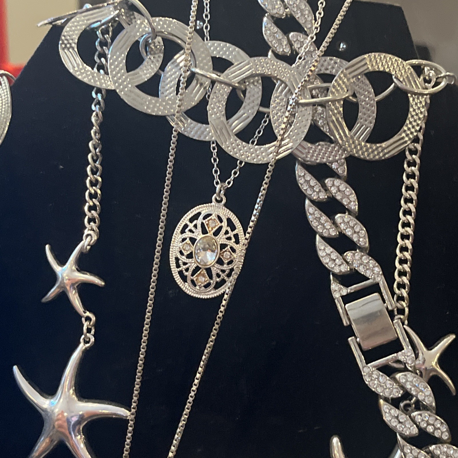 Jewelry Lot Silver Tone Necklaces Bracelets Metal Estate Finds 22pc Vtg To Now