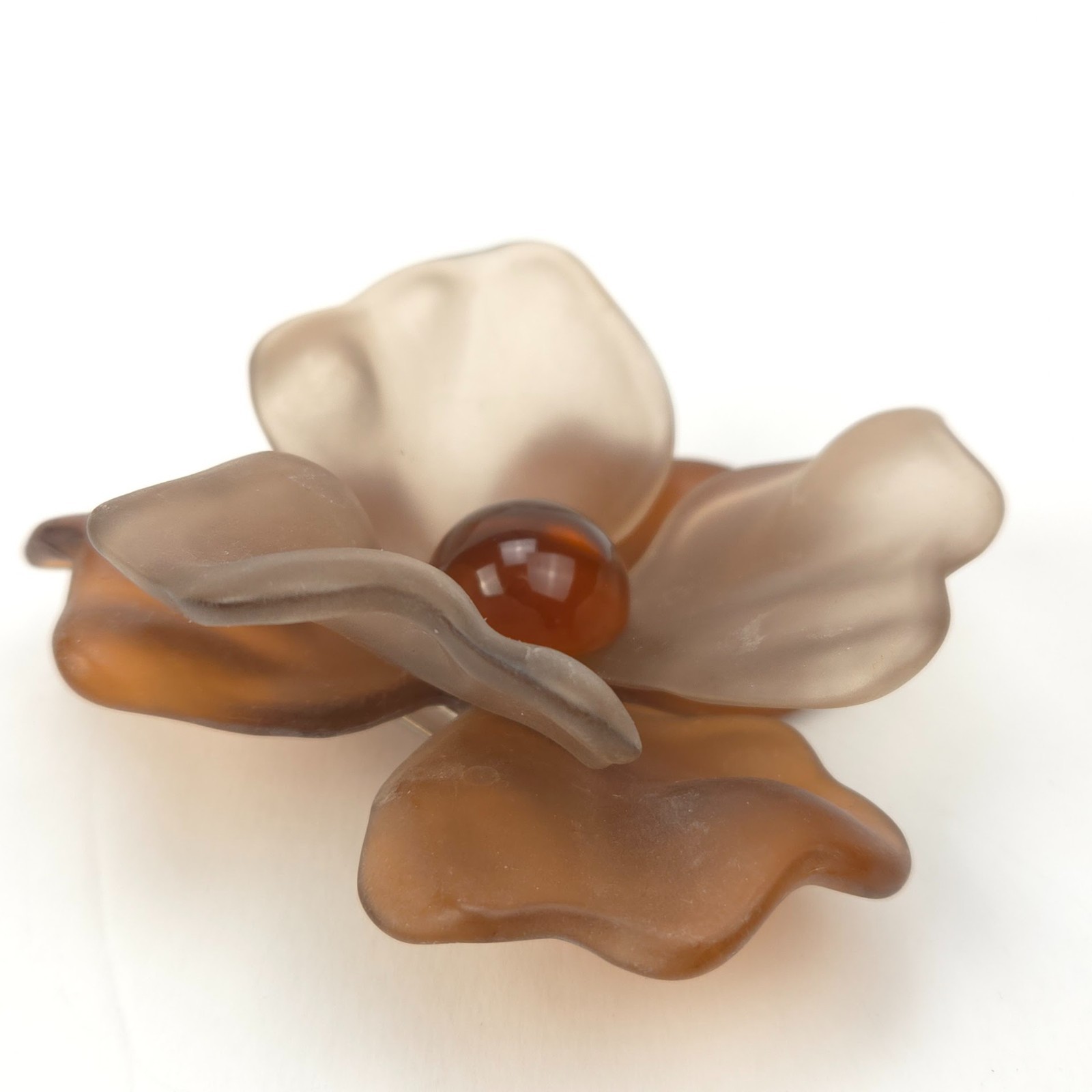 Huge Vintage Brushed Molded Resin Celluloid Acetate Acrylic Flower Brooch Pin 3″