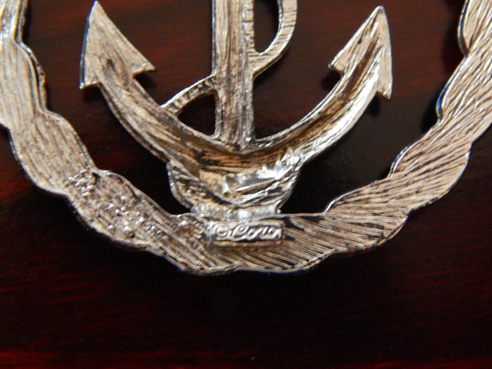 Vintage Coro Enamel Brooch: Blue & White Enamel, Anchor/Nautical