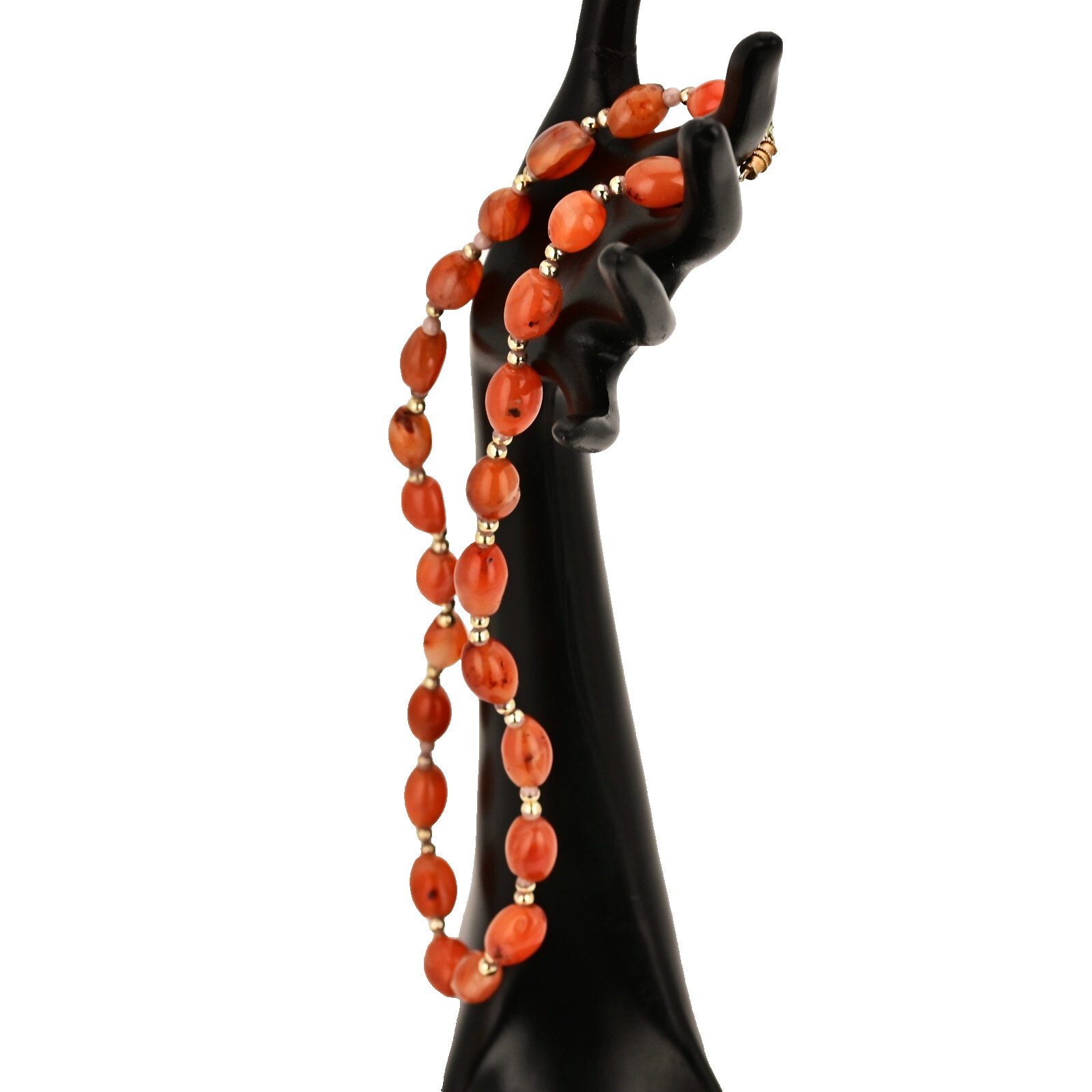 Vintage Original Design Sulaimani Agate Carnelian Bead Gemstone Estate Necklace