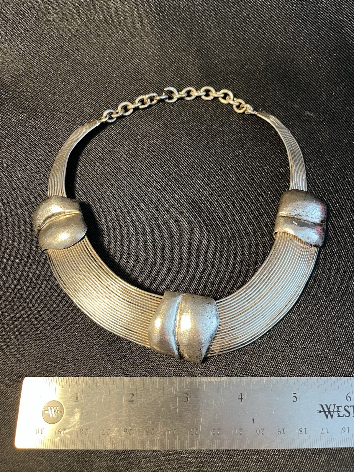Vintage metal choker necklace. Made In Italy By Unknown Designer