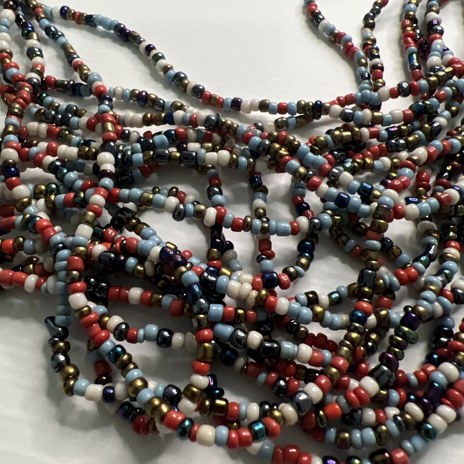 Multicolored Bead Multi Strand Statement Silver Tone Necklace Bracelet Set