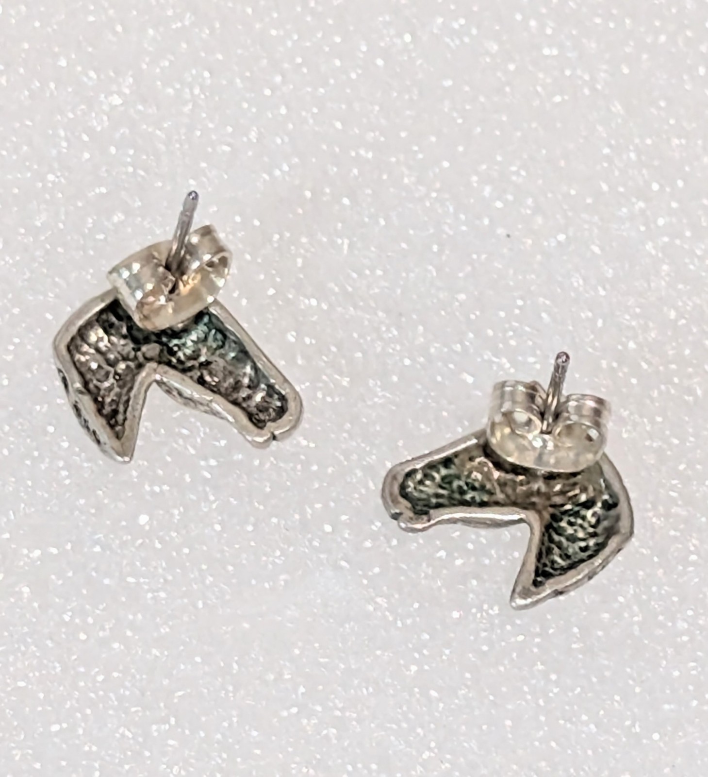Vintage Sterling Silver Equestrian Horse Signed 14mm Post Earrings