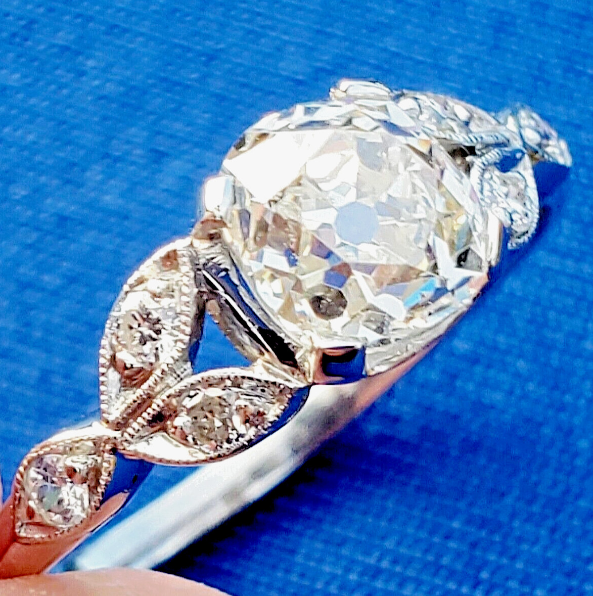 Original EARTH MINED DIAMOND Deco Engagement Ring Vintage PLATINUM Solitaire 1.3