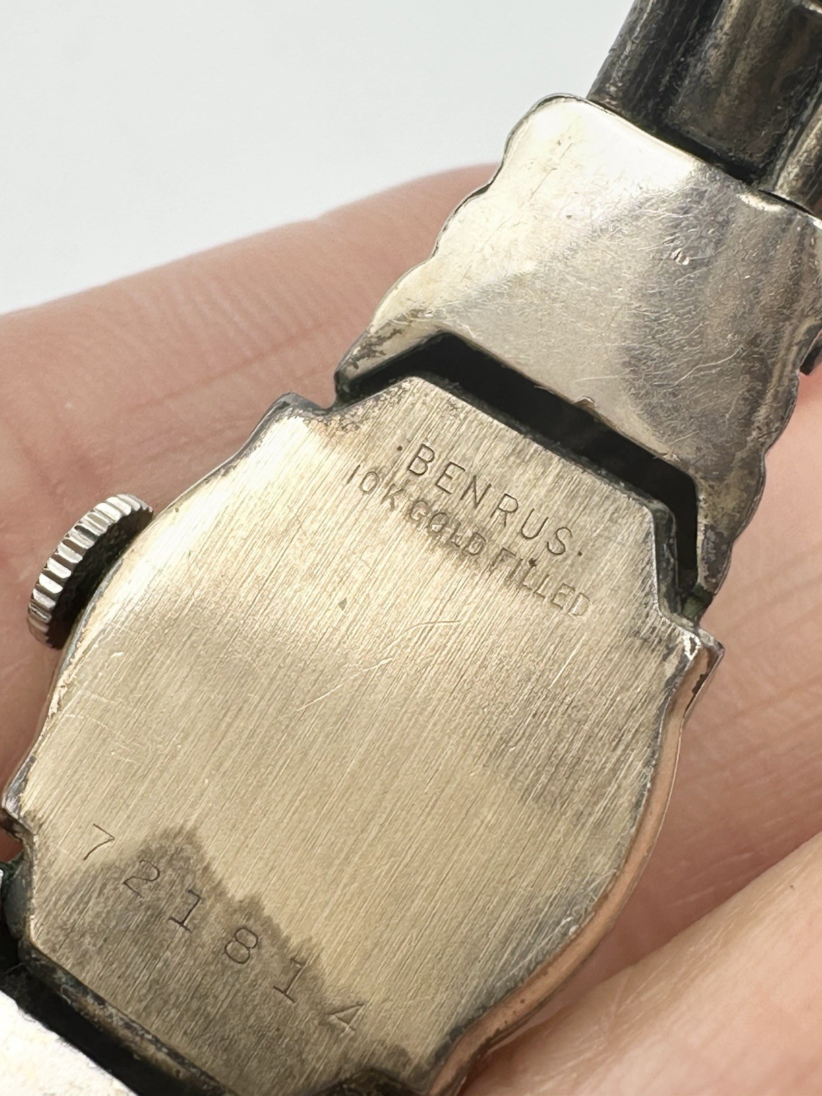 Vintage 10K Gold Filled Benrus cuff Bracelet wristwatch 6” READ