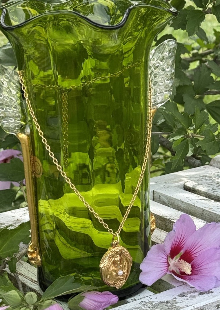 Gold filled vintage Art Nouveau style “Goddess” Or “Maiden” necklace