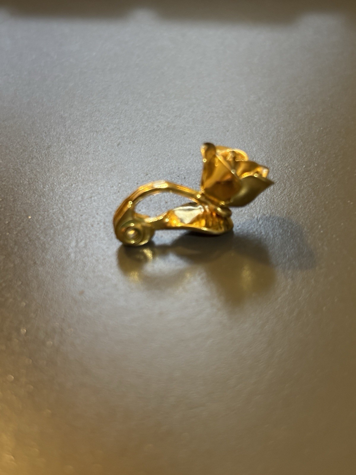 Vintage Monet Single Earring Replacement Gold Tone Clip On Dimensional Rose