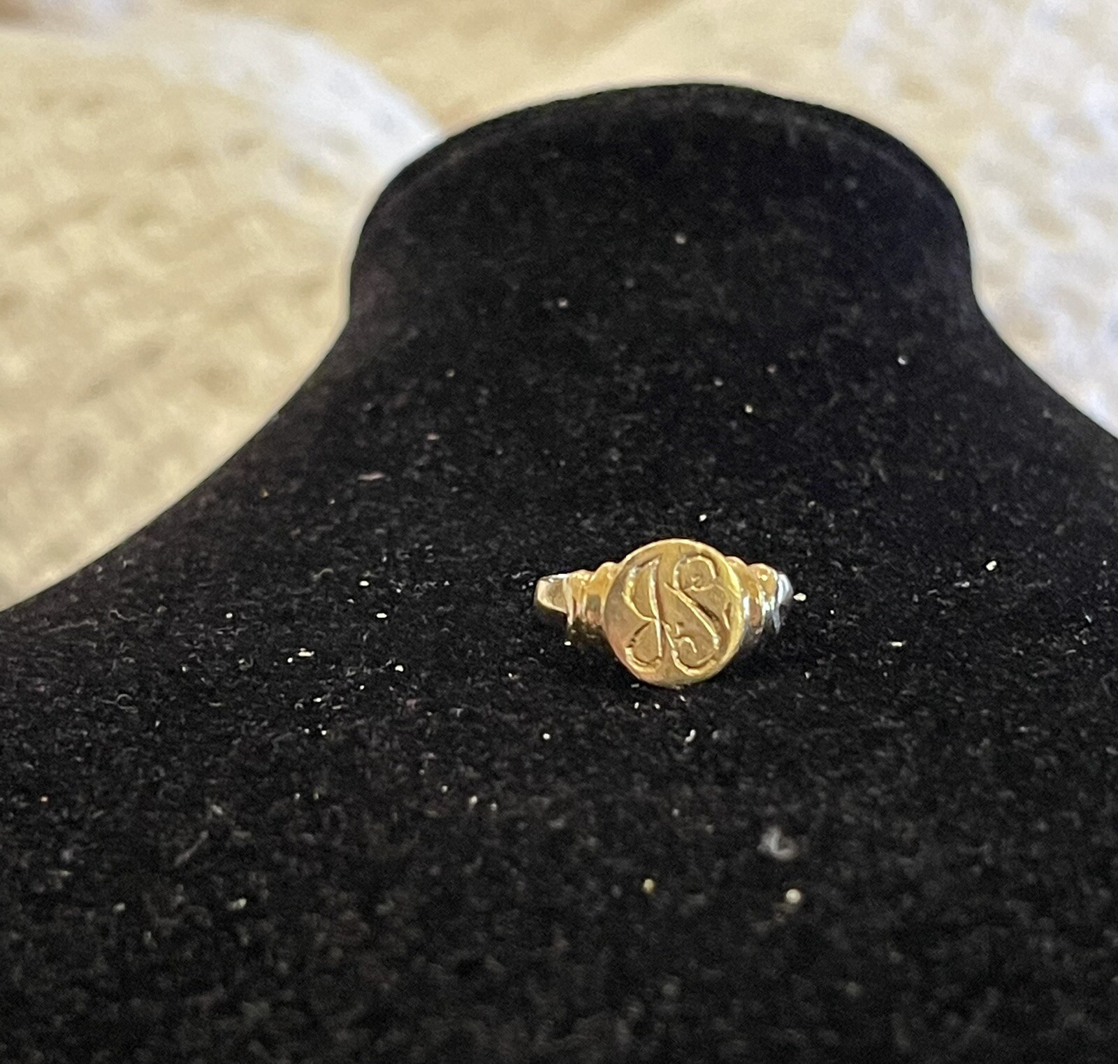 ART NOUVEAU 14k Yellow Gold Oval Signet Ring Monogram “SB_JS” Sz 5 Vintage