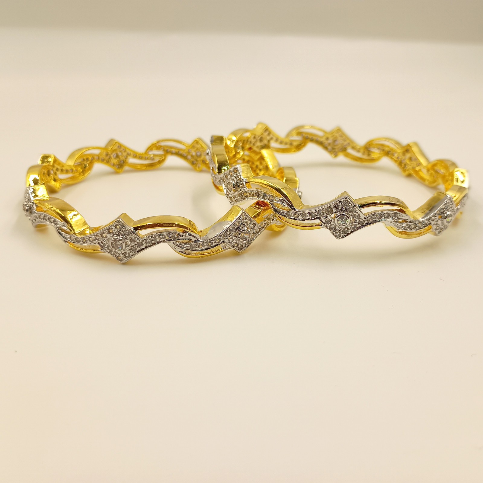 Handcrafted 22K Gold Plated Bangle Set Indian Wedding CZ Traditional Jewelry Gif