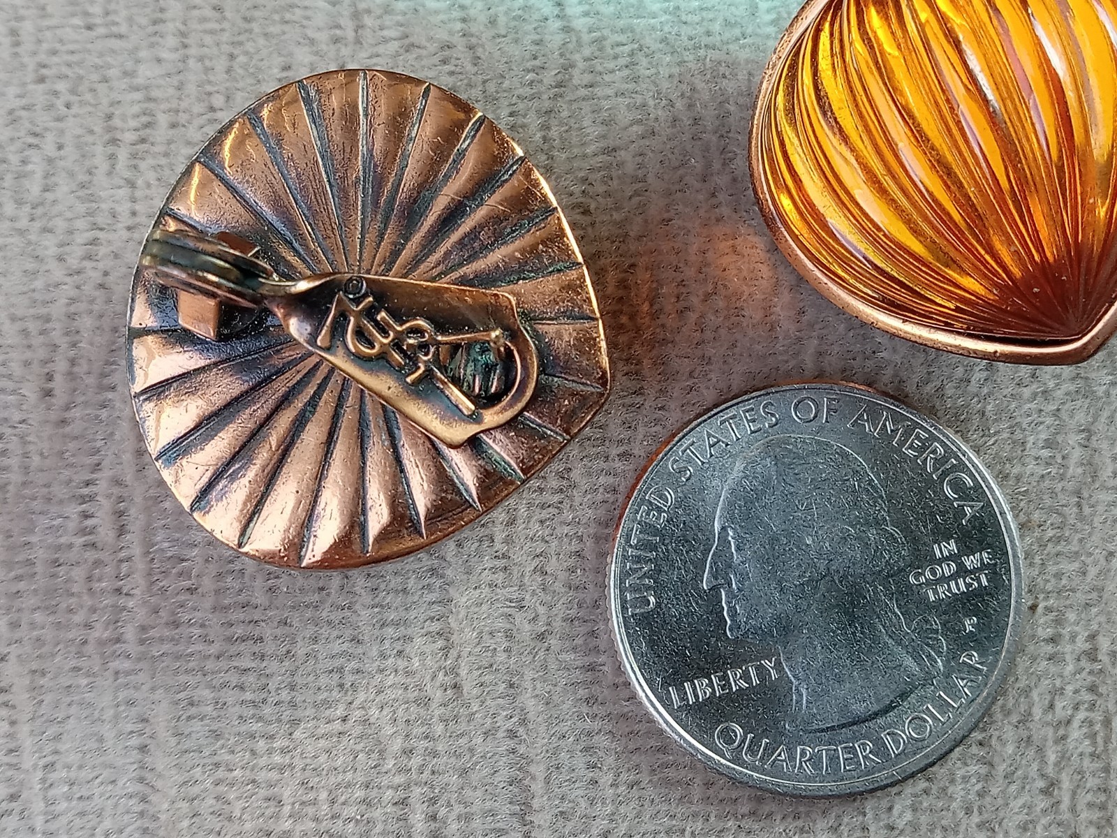 Vintage Ives Saint Laurent Coppertone & Amber tone Clip/Pierced Earrings