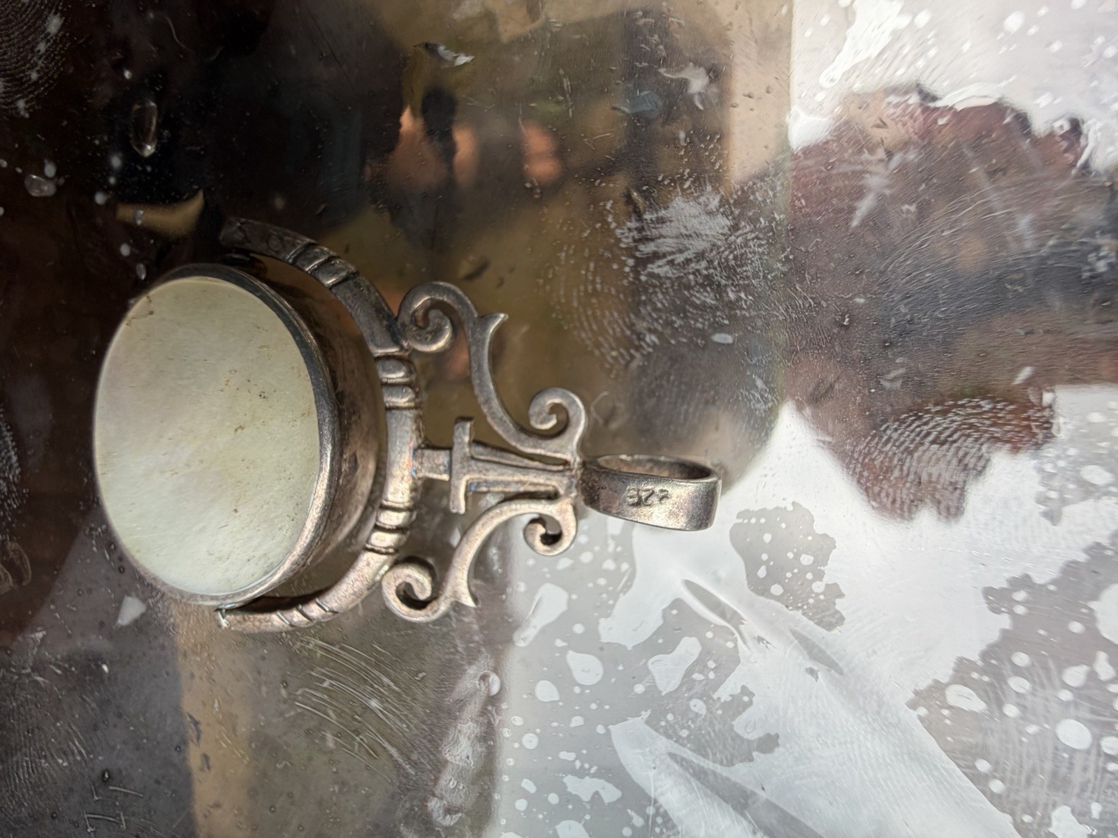 Vintage Sterling Silver Double Sided Flip Rotating Pendant